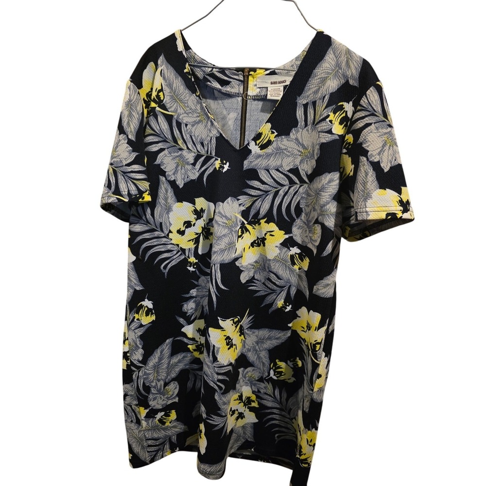 Sans Souci Cottage Core Mini Dress M‎ Womens V Neck Coquette Back Zipper Classic